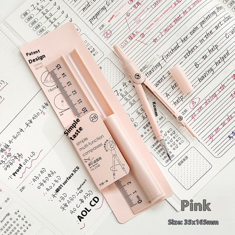 Multifunctional Compasses Ruler Specific For Pencil Exam Learning Stationery