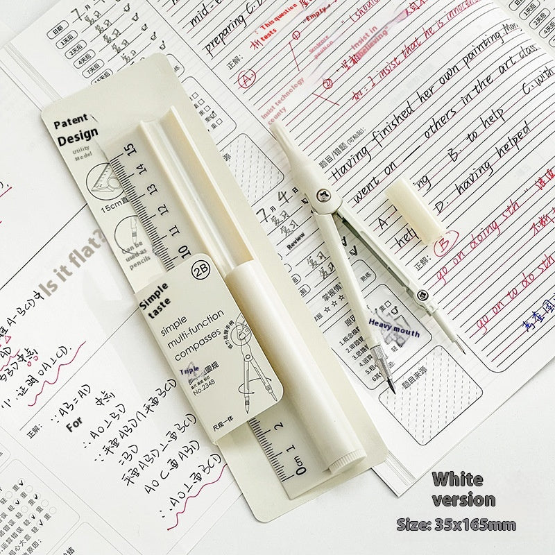 Multifunctional Compasses Ruler Specific For Pencil Exam Learning Stationery