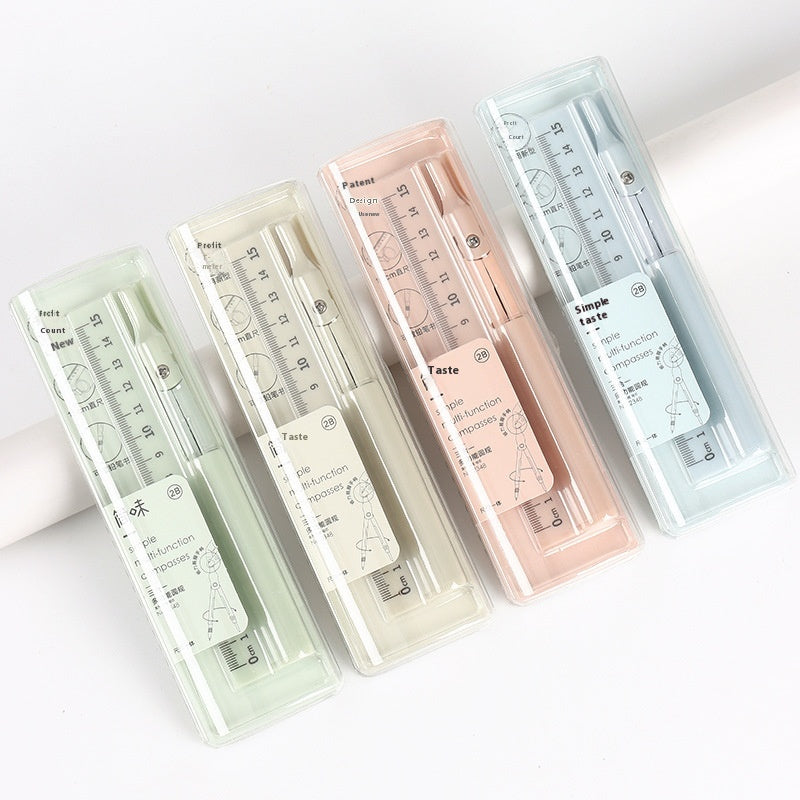 Multifunctional Compasses Ruler Specific For Pencil Exam Learning Stationery