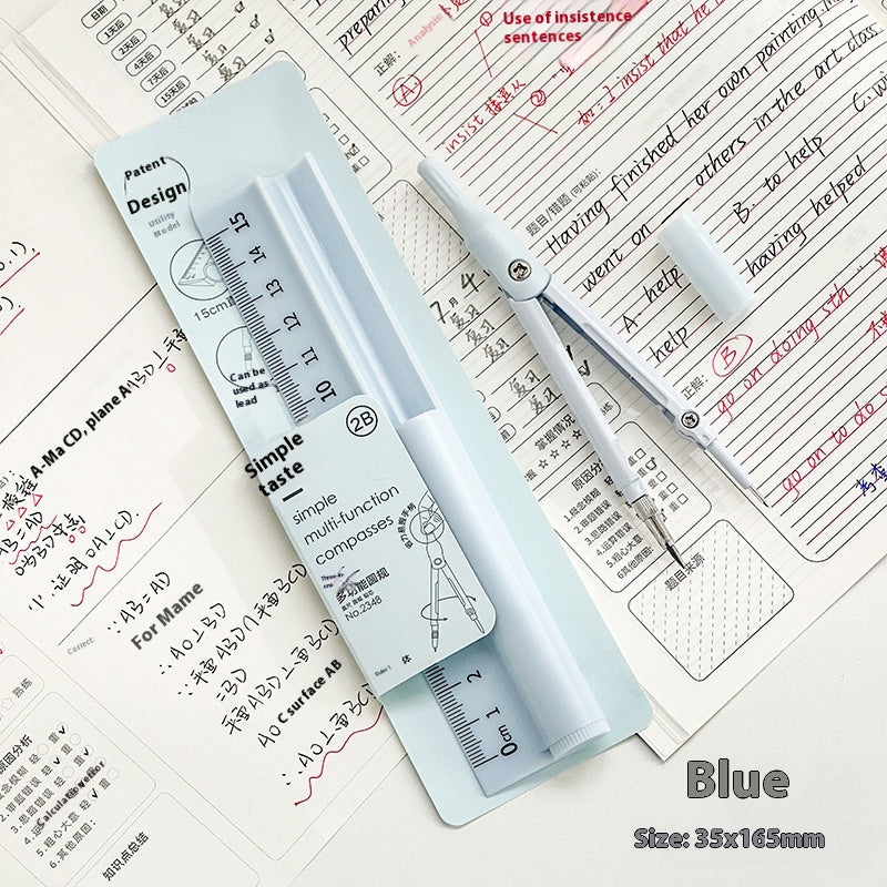 Multifunctional Compasses Ruler Specific For Pencil Exam Learning Stationery