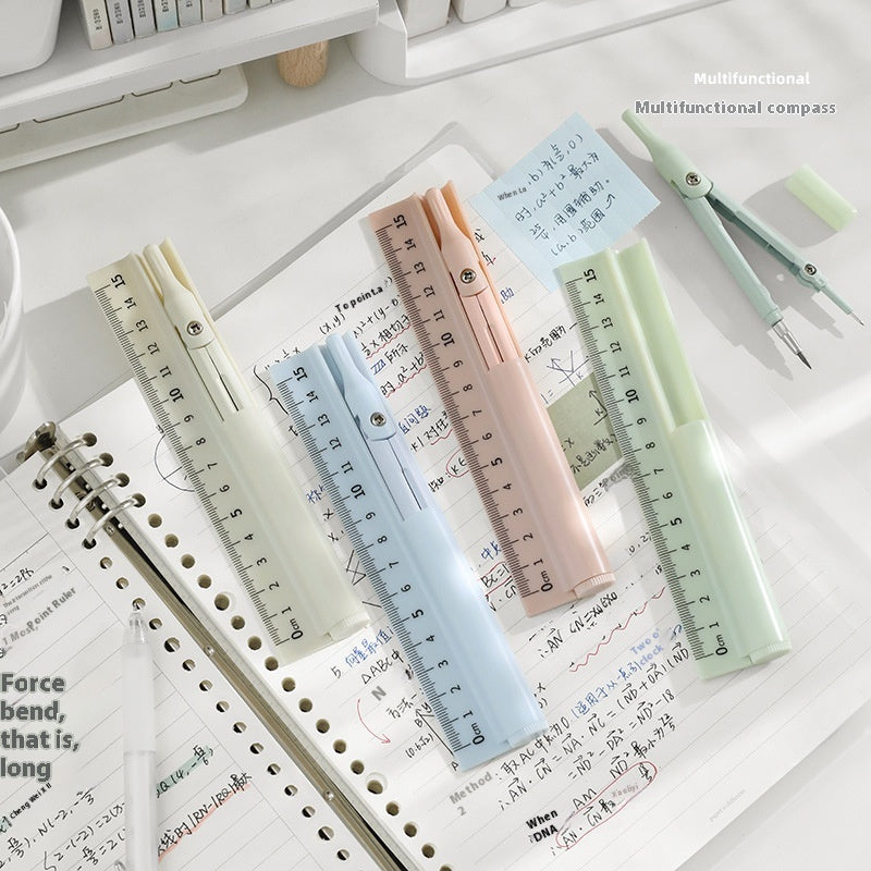 Multifunctional Compasses Ruler Specific For Pencil Exam Learning Stationery